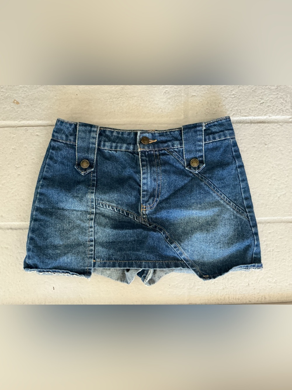 Denim Skort Shorts in Blue